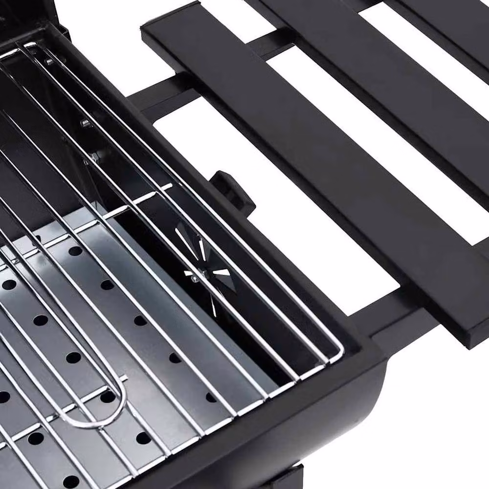 Berkfield Home Durable Black Steel Charcoal Barrel Grill with Wheels and Shelves W/D/H: 115 x 85 x 95 cm – 5