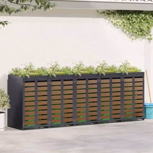 vidaXL Wheelie Bin Storage for 5 Bins in Anthracite Steel – 2