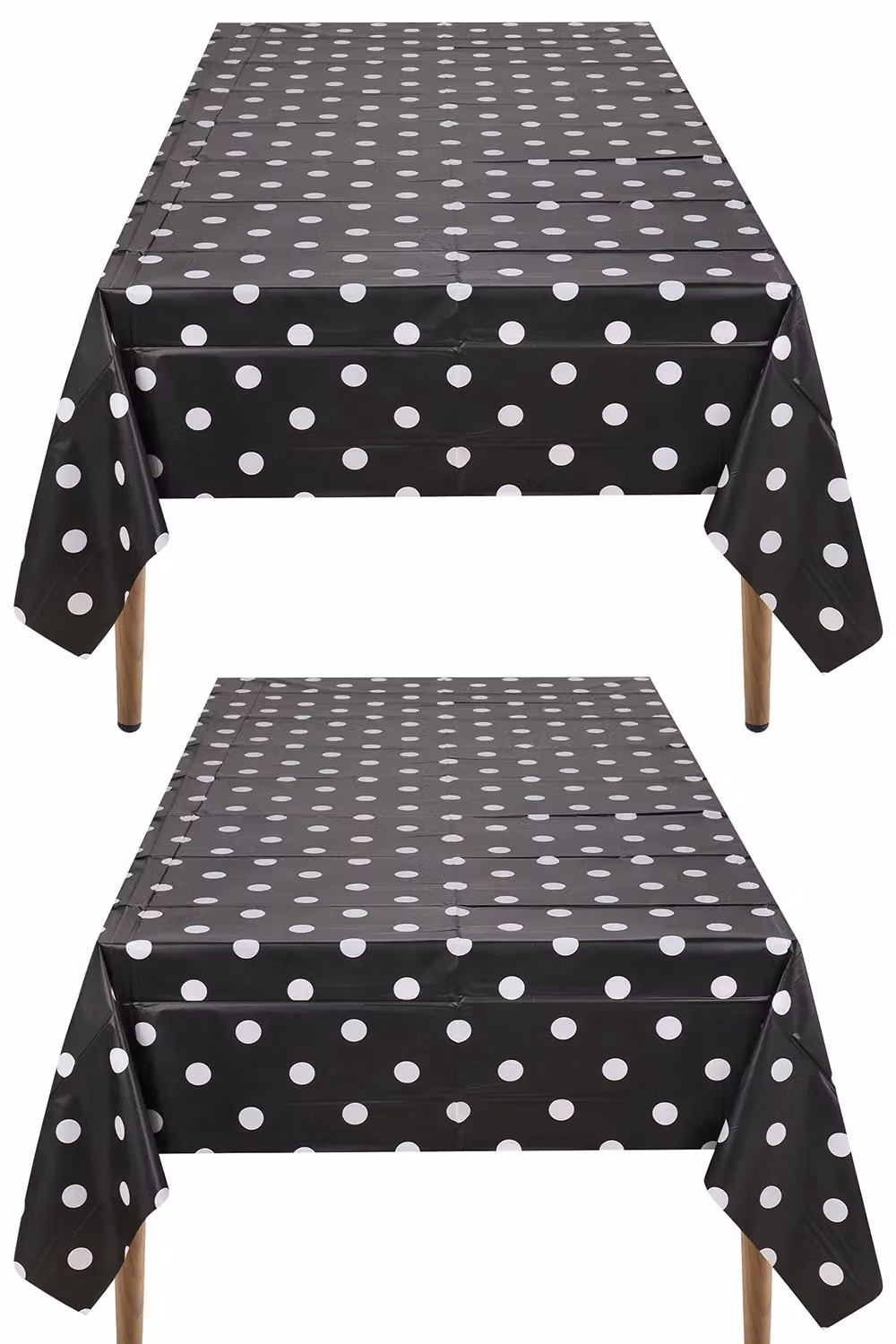 Neel Blue Polka Dot PVC Tablecloth in Black, W: 137 cm, L: 274 cm – 5