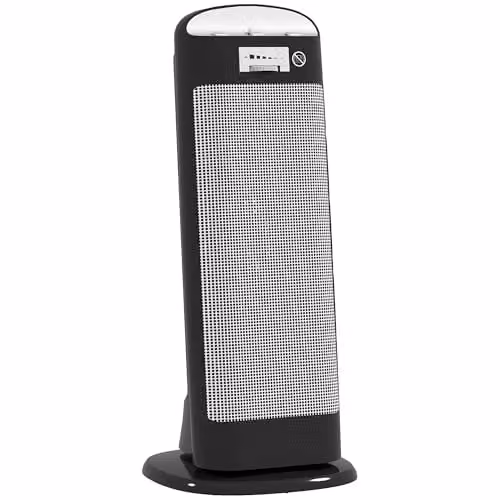 HOMCOM 2000W Ceramic Fan Space Heater with Adjustable Thermostat and Overheat Protection, Black