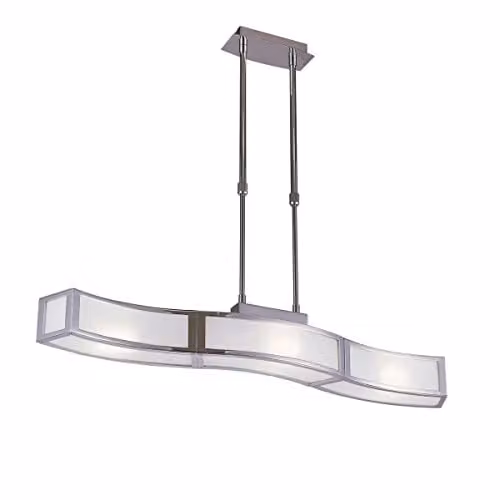 Netlighting Inspired Mantra Duna E27 Linear Pendant 3 Light Bar in Polished Chrome and White Acrylic with Grey Accents