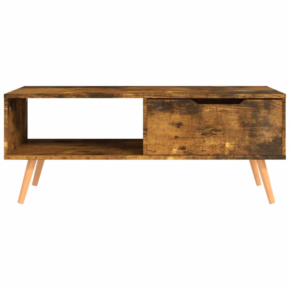 Berkfield Home Smoked Oak Coffee Table, Brown, W: 100 cm, D: 49.5 cm, H: 43 cm – 3
