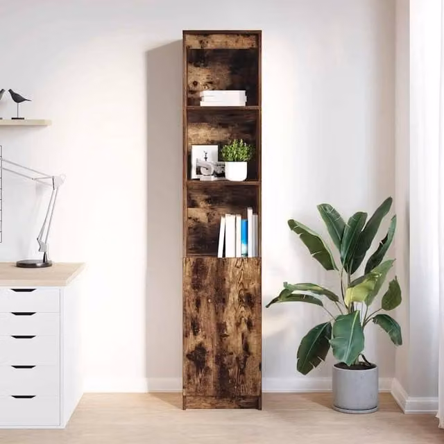 Berkfield Home Smoked Oak Highboard in Brown, W/D/H: 37.5 x 35 x 180 cm