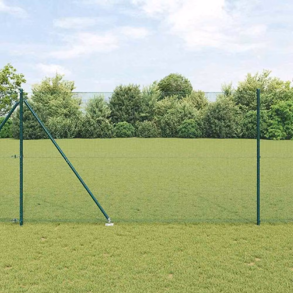 Berkfield Home Green Steel Welded Wire Fence with 13 In-Ground Spike Posts, 6 x 25 m – 1