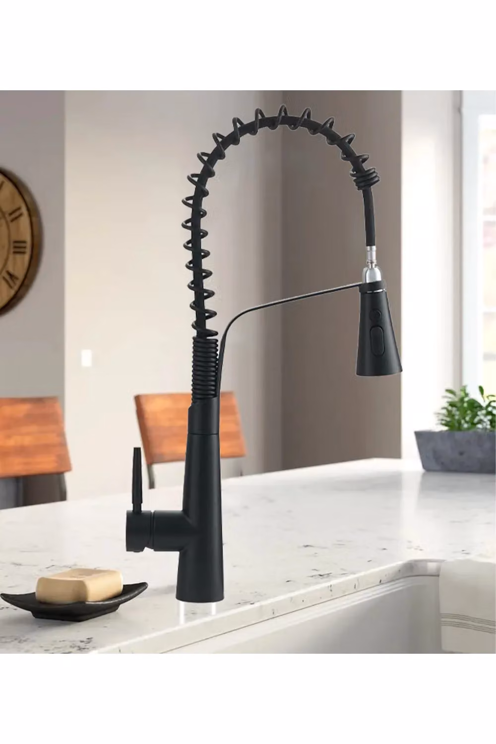 Living and Home Matt Black Pre-rinse Pull Down Kitchen Faucet with Pull-out Spout and Spray Function – 2