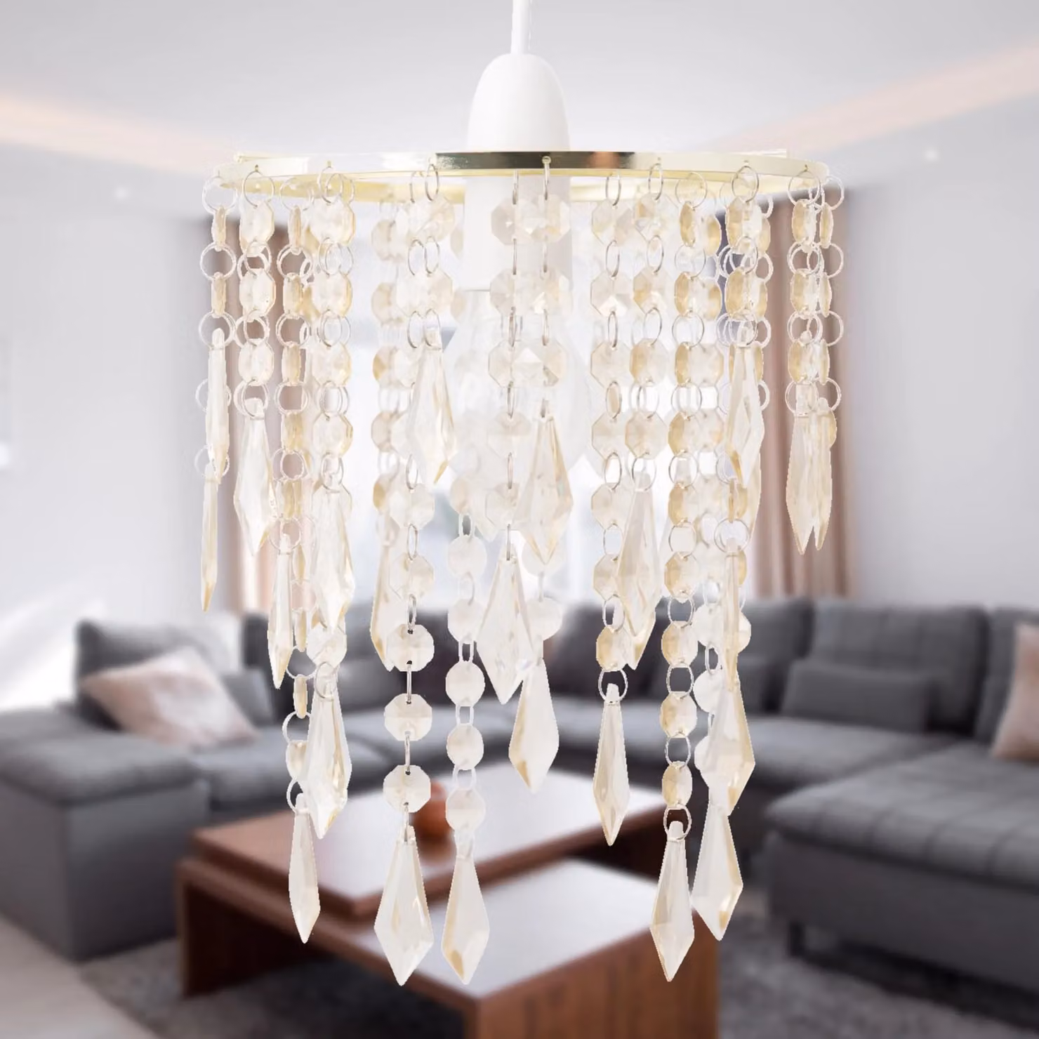First Choice Lighting Gold and Amber Jewels Crystal Light Shade – 2