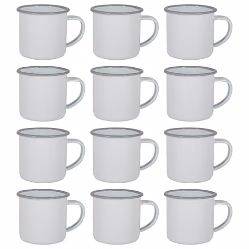 Argon Tableware Enamel Espresso Cups, Set of 12, 130ml, Grey, White or Blue