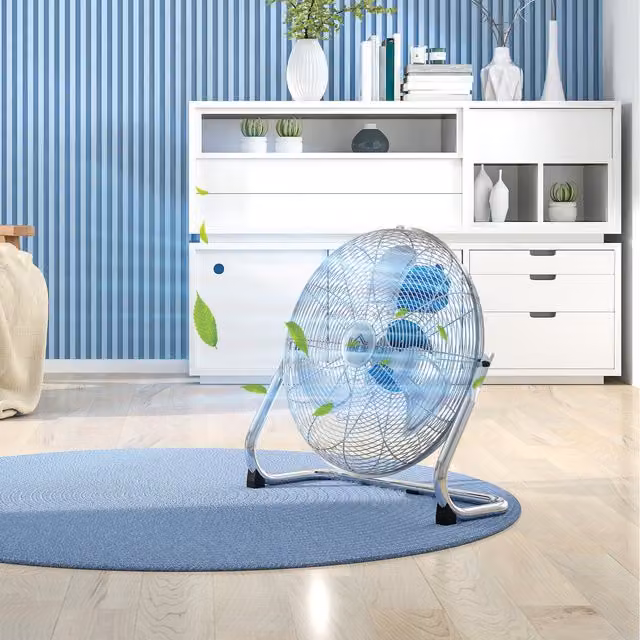 HOMCOM Silver Electric Table Fan with 3 Speed Settings, Height: 59 cm