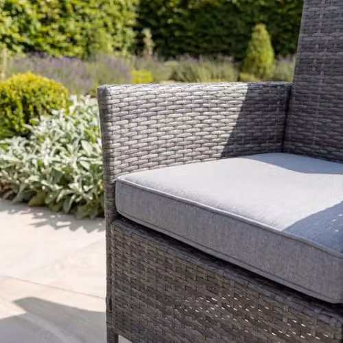 Charles Bentley 6 Piece Rattan Garden Dining Set in Grey with Cushions and Glass Top, W/D/H: 130 x 130 x 74 cm – 3