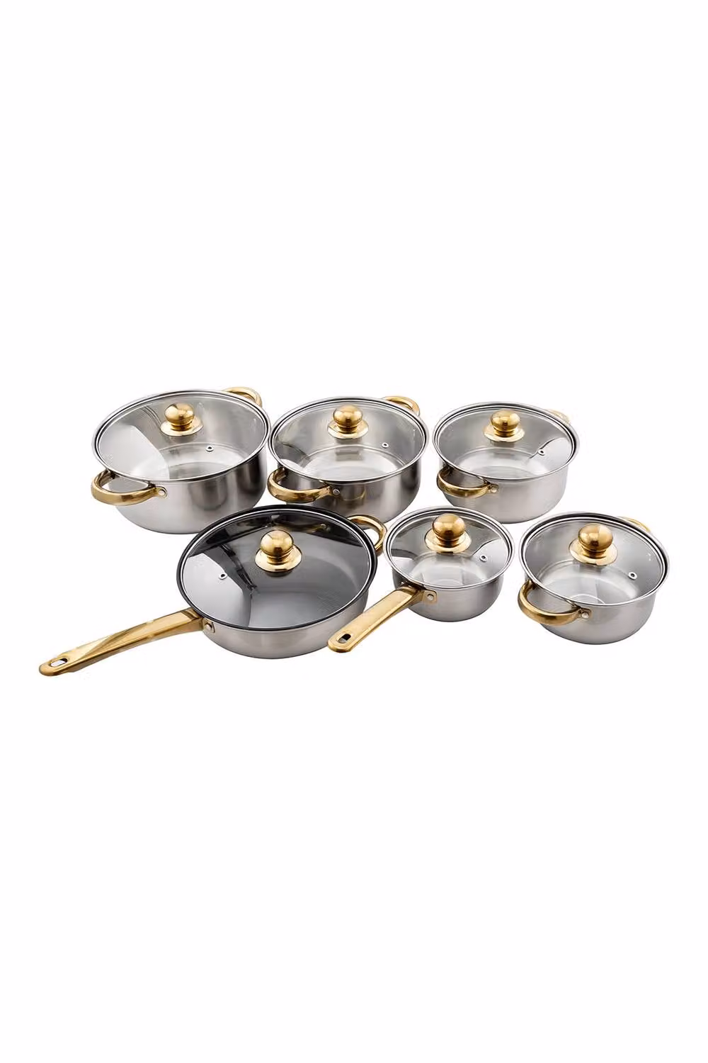 Living and Home Stainless Steel Pots and Pans Set with Lids and Handles in Silver and Transparent – 3
