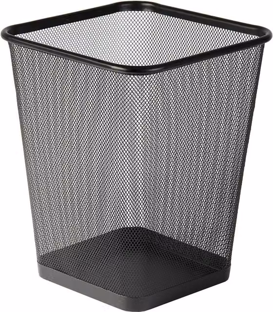 MANTRARAJ Black Square Metal Mesh Waste Paper Bin, 2 Pack – 1