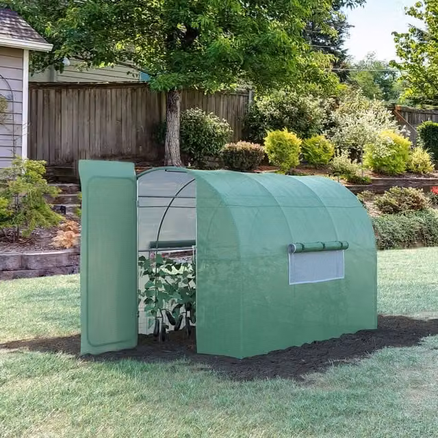 Outsunny Large Walk-in Polytunnel Greenhouse with Galvanised Steel Frame and Hinged Door, Green, W: 3 m, D: 2 m, H: 2 m – 1