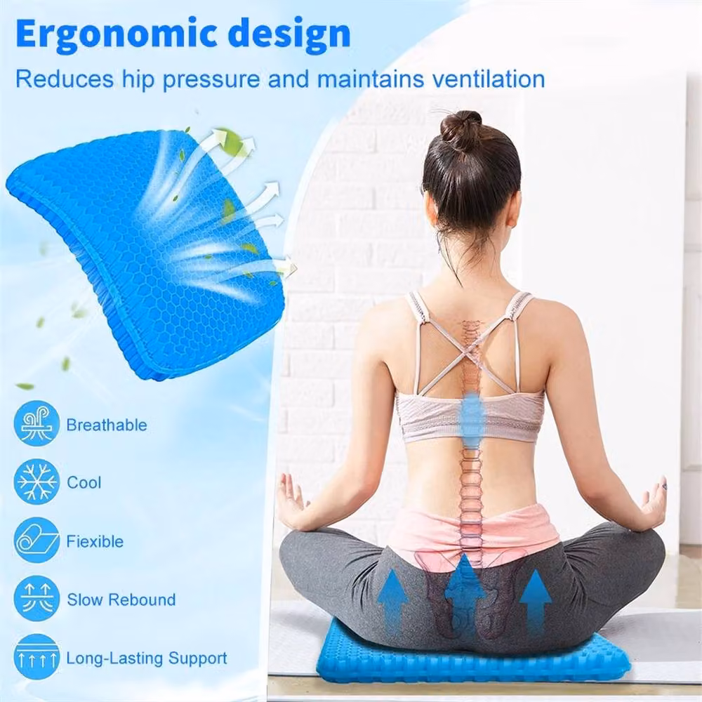 Nordara Blue Orthopaedic Extra Thick Gel Seat Cushion, W: 38 cm, D: 33 cm, H: 2.5 cm – 3
