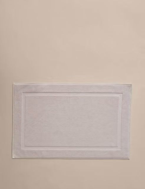 M&S Luxury Egyptian Cotton Non-Slip Bath Mat in Beige and White