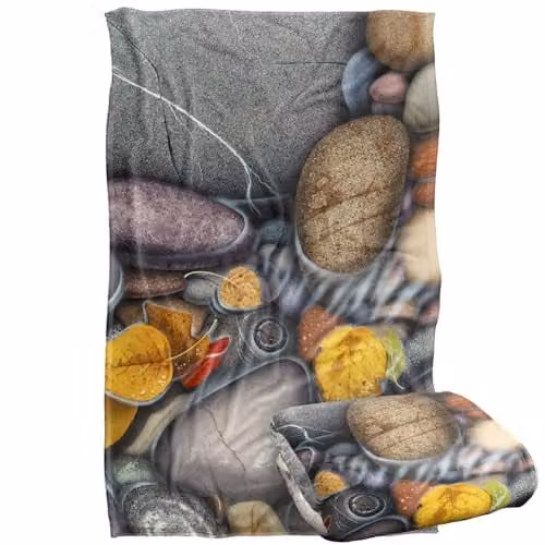 JQ Licensing Autumn Stones Silky Touch Super Soft Fleece Throw Blanket, Multicolour, W: 91 cm, D: 147 cm – 1