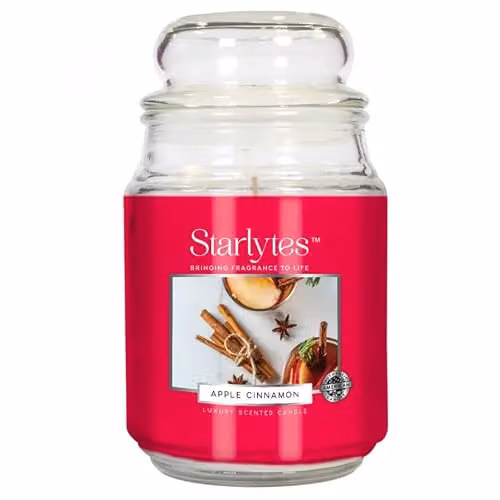 Starlytes Apple Cinnamon Luxurious Candle in a White Glass Jar, 18oz – 1