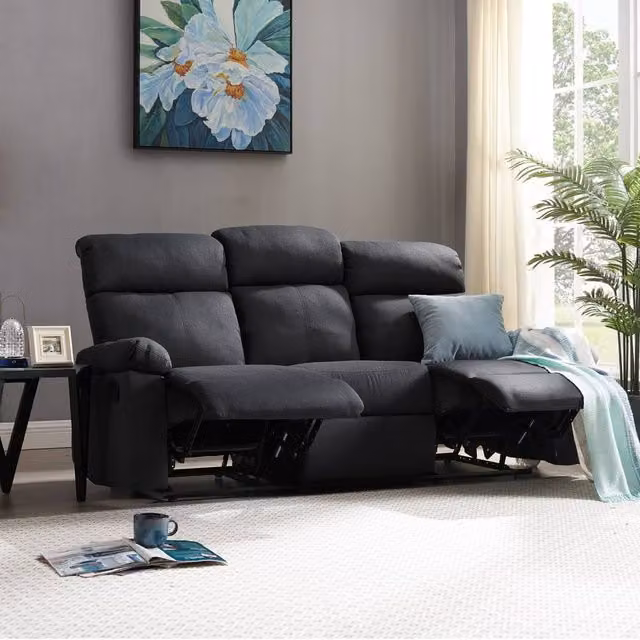 Home Detail Brody 3 Seater Manual Recliner Sofa in Grey Fabric – 2