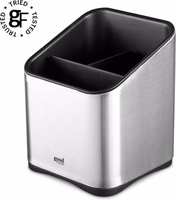 Tower GF826192 Stainless Steel Utensil Holder with Silicone Anti-Slip Base in Grey and Silver – 1