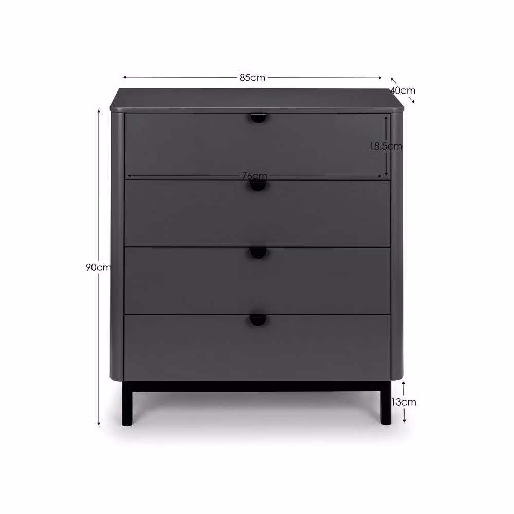Cheshire Premium Nova 4 Drawer Chest in Storm Grey and Black – 4