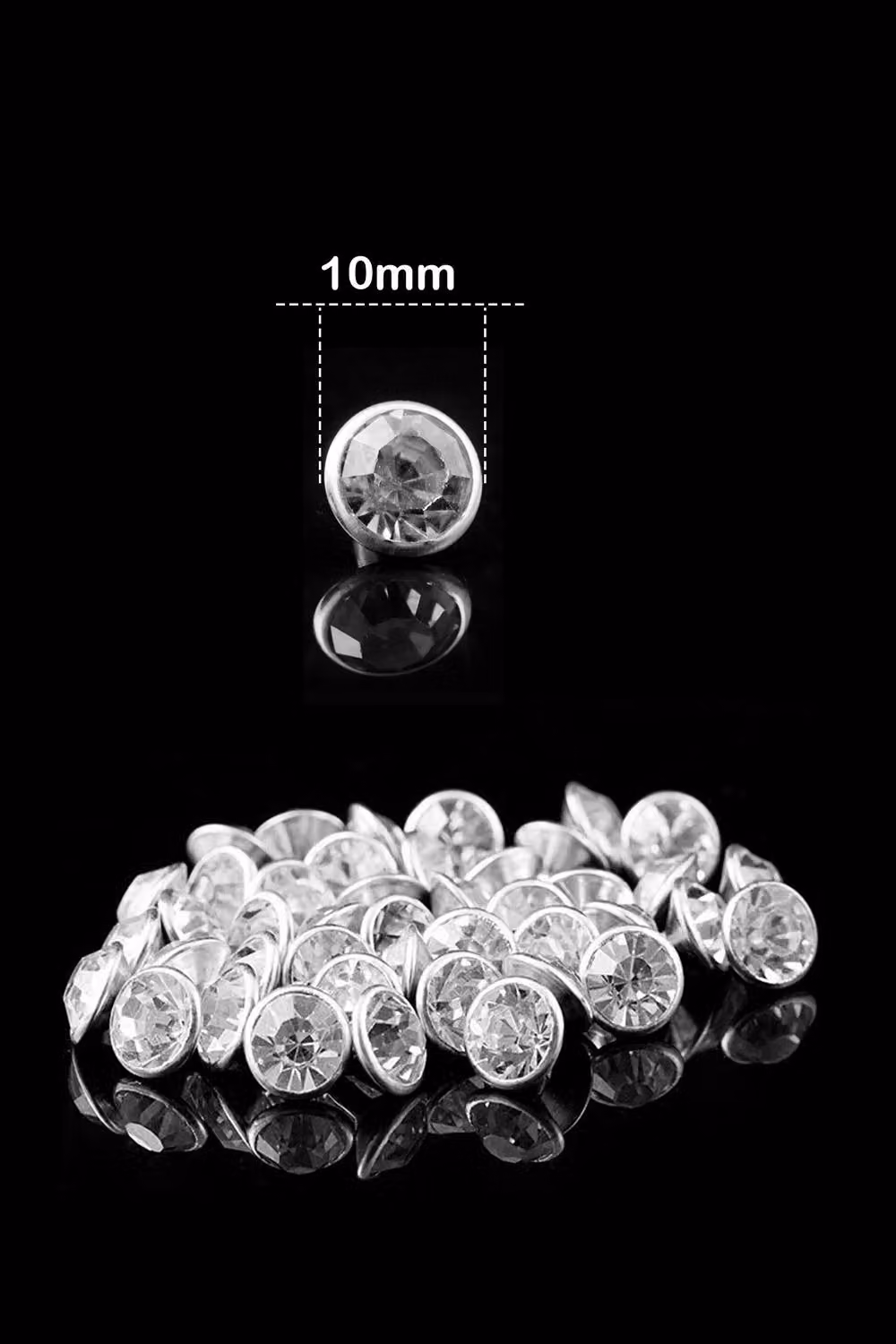 Neel Blue 10mm Flat Clear Crystal Rivets, Diamante Acrylic Studs with Silver Pins – 2