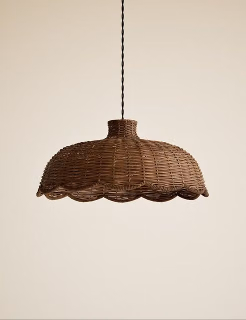 M&S Brown Scallop Rattan Dome Lampshade