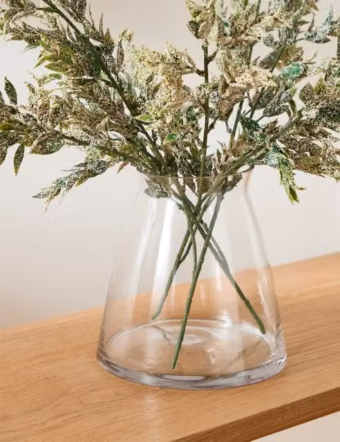 M&S Transparent Glass Lantern Tabletop Vase