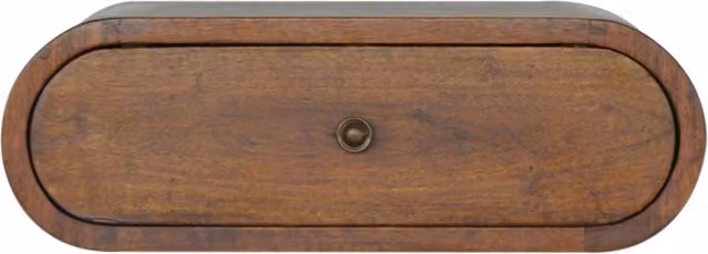 KDMK Wall Mounted Round Mango Wood Bedside Table in Brown