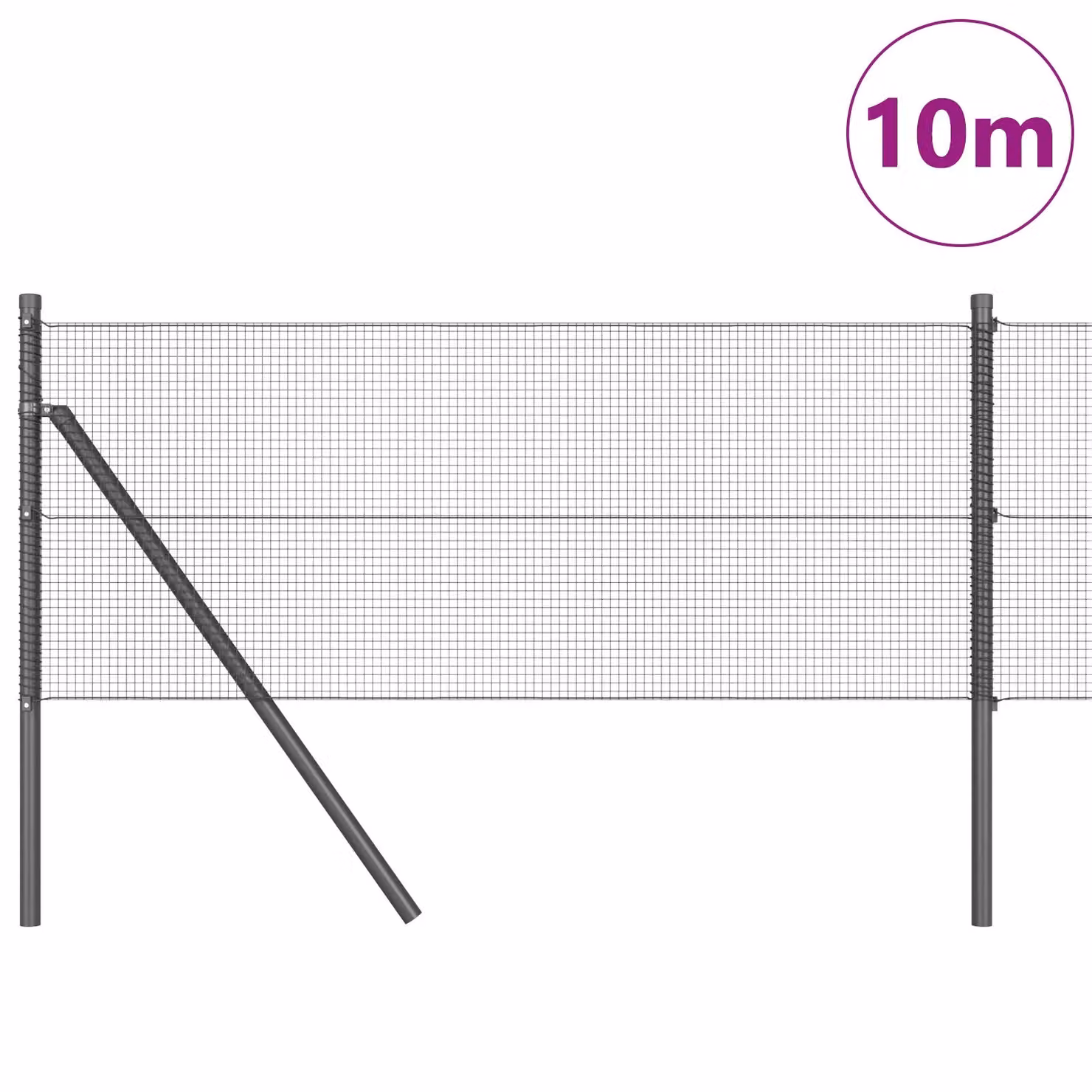 Berkfield Home Grey Steel Round Fence Post Set of 2 – 2