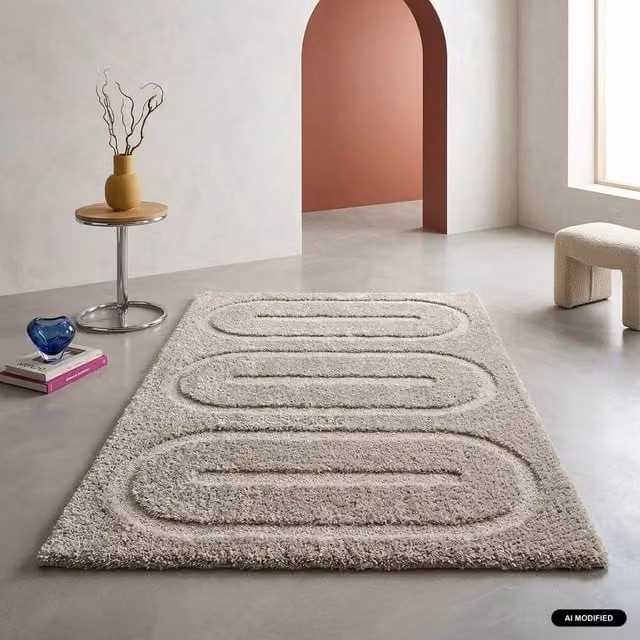 sweeek Modern Geometric Indoor Rug in Beige and Brown, W: 80 cm, L: 150 cm