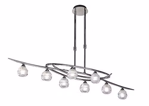 Mantra Loop 8 Light Suspended Pendant Light in Polished Chrome with Transparent Glass Rings