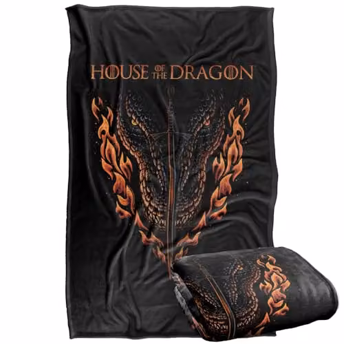Warner Bros. House of the Dragon Fire, Sword and Dragon Super Soft Fleece Throw Blanket, W/D/H: 91 x 147 cm – 1