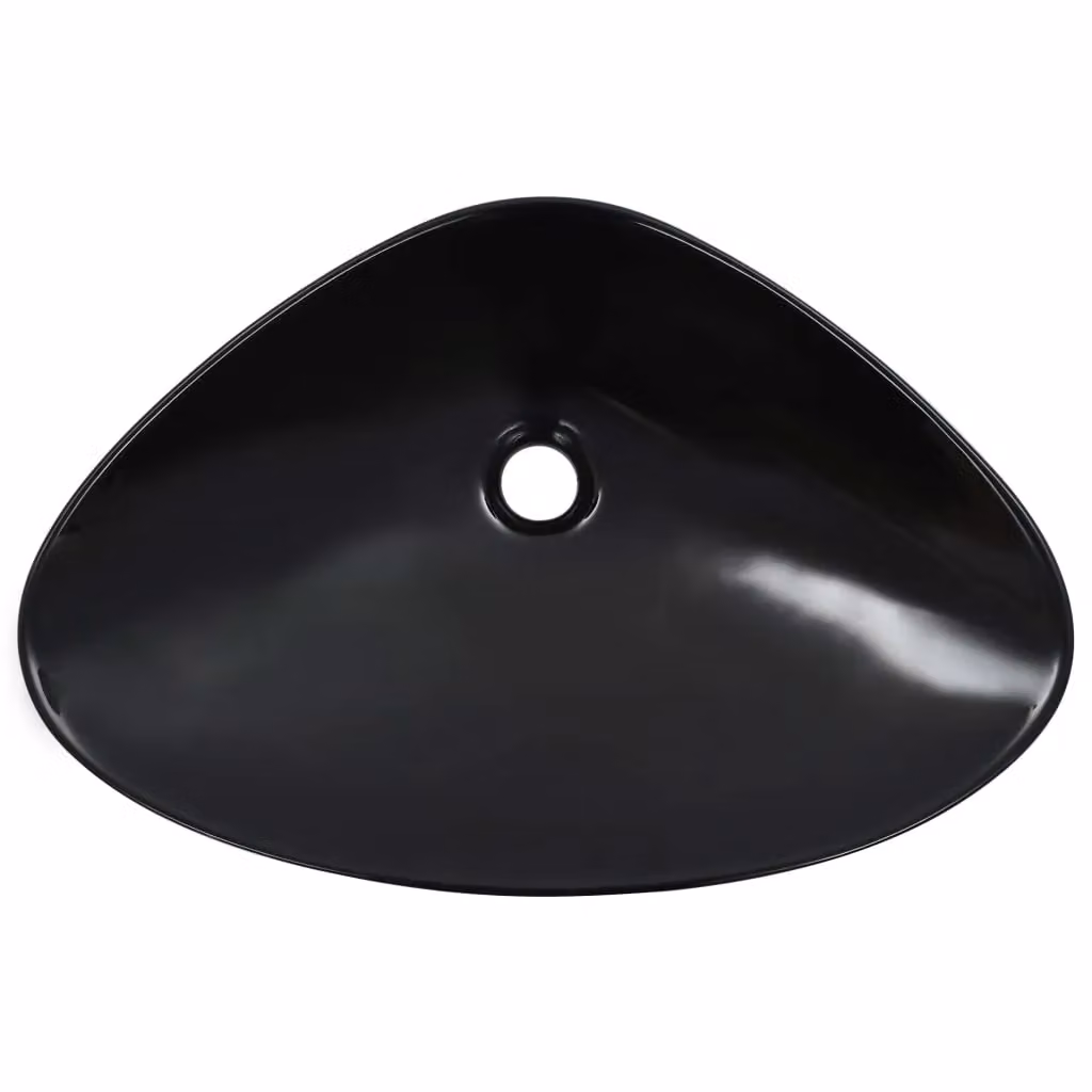 Berkfield Home Asymmetric Ceramic Countertop Wash Basin, Black, W: 58.5 cm, D: 39 cm, H: 14 cm – 3