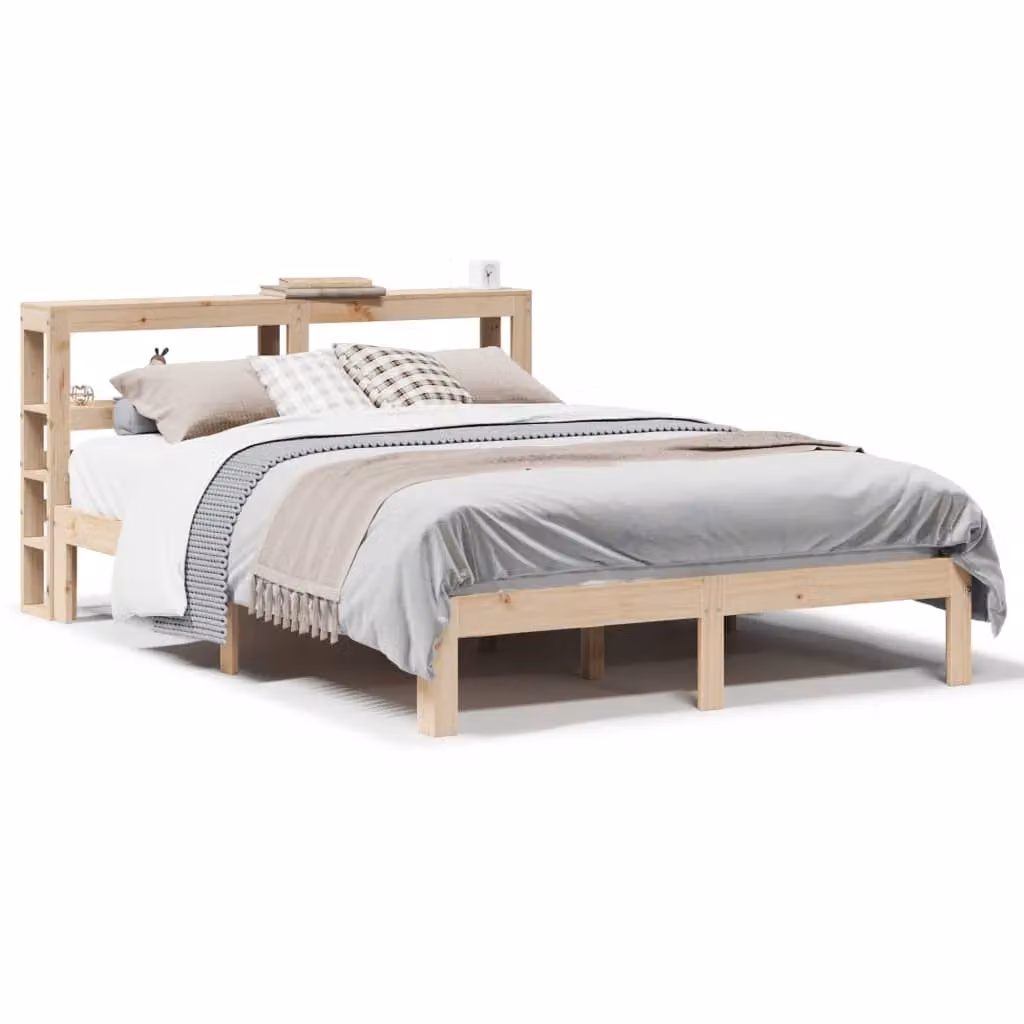 Berkfield Home Rustic Brown Solid Wood Bed Frame with Headboard and Side Compartments, W/D/H: 160 x 200 cm – 2