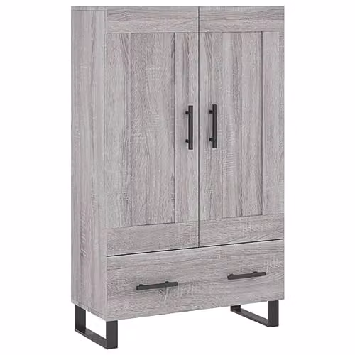 vidaXL Modern Grey Highboard in MDF with Hinged Doors and Drawers, W/D/H: 69.5 x 31 x 115 cm – 1