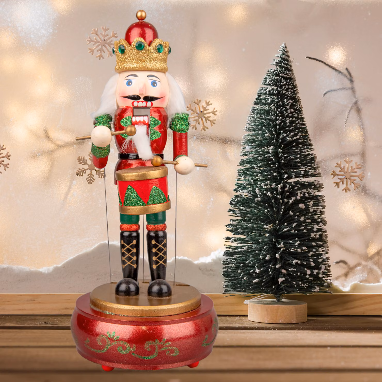 Shatchi Musical Animated Wooden Nutcracker Soldier Christmas Ornament, Multicolour, Height: 30 cm – 2