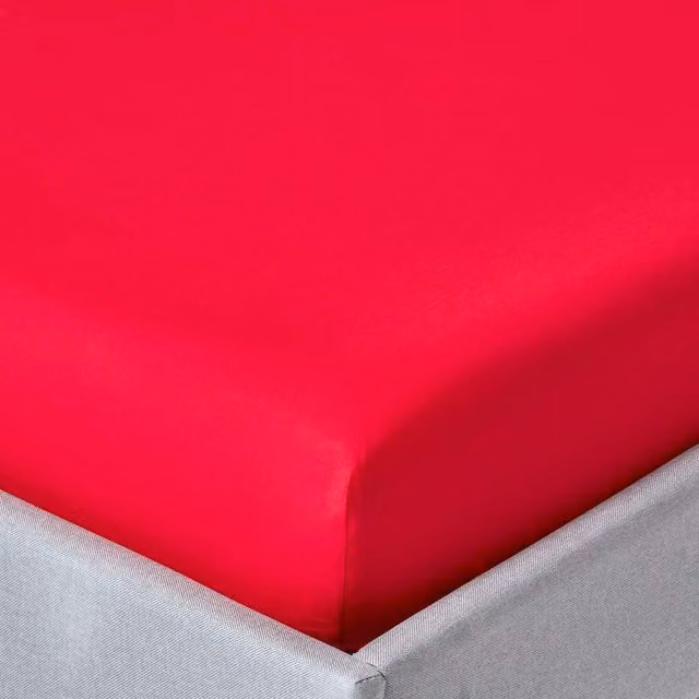 Homescapes 200 Thread Count Egyptian Cotton Percale Extra Deep Fitted Sheet, Red, W: 180 cm, L: 200 cm