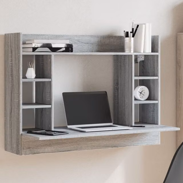 Berkfield Home Wall-Mounted Writing Desk in Grey, W: 105 cm, D: 48 cm, H: 75 cm – 1
