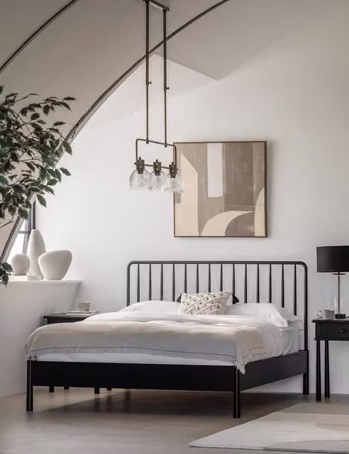 Gallery Direct Wycombe Spindle Bed in Black Solid Wood, W/D/H: 140 x 200 cm