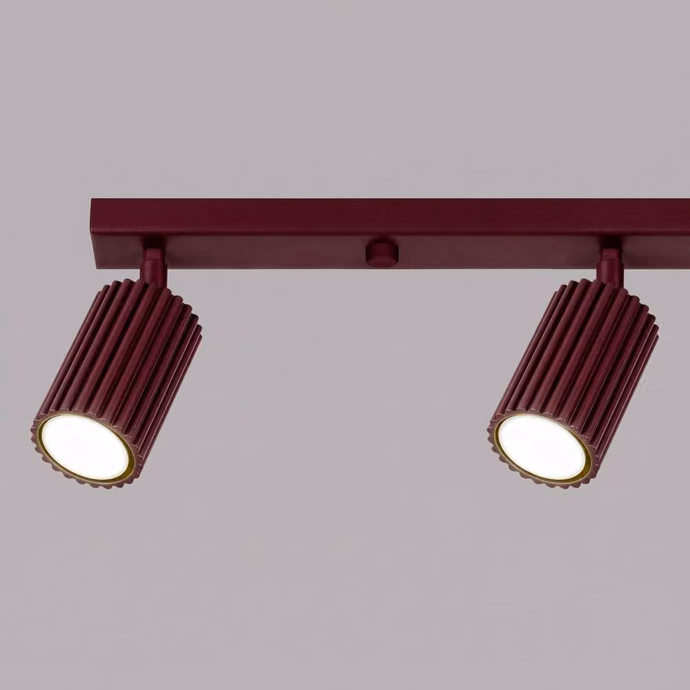 Sollux Lighting minimalist 4-light ceiling lamp in red, W/D/H: 81 x 16.5 x 6.5 cm – 4