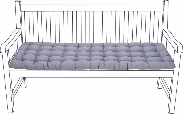 Gardenista Tufted 2-3 Seater Outdoor Garden Bench Seat Pad in Grey, Width: 143 cm