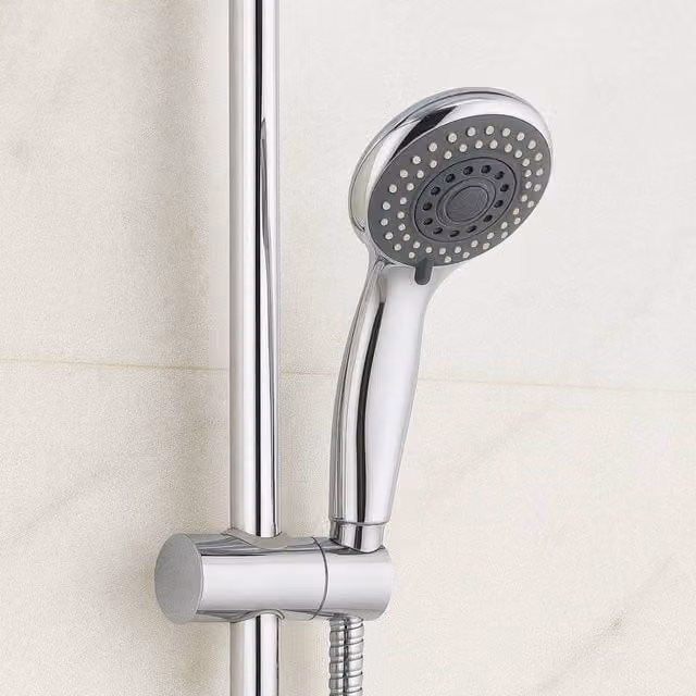 Bathroom Kingdom Retro 3 Mode Shower Riser Kit in Silver Stainless Steel