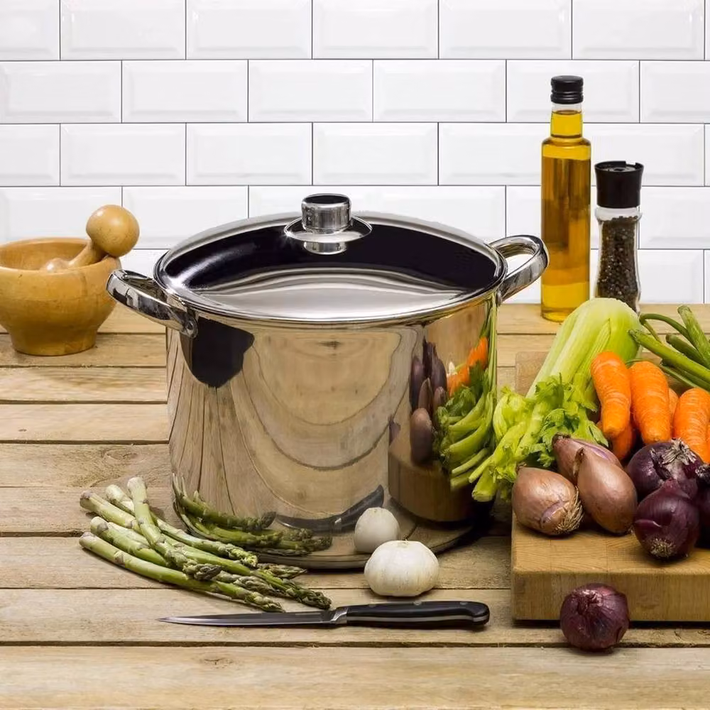 VOGREX Steelex Stainless Steel Induction Stock Pot, Silver, 8.4 l, Diameter: 24 cm – 3
