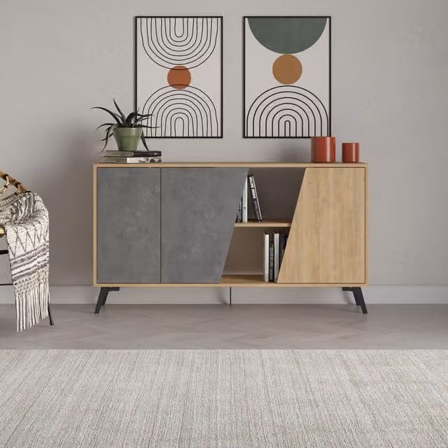 Decortie Fiona Sideboard Display Unit 150 in Oak