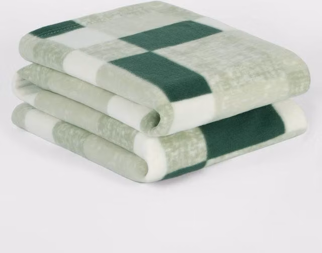 OHS Green Tartan Check Fleece Throw Blanket, W 150 cm x L 200 cm – 1