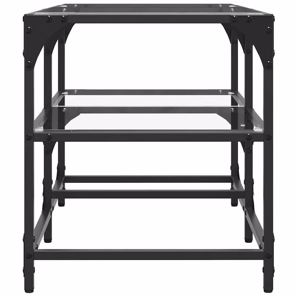 Berkfield Home Industrial Coffee Table with Transparent Glass Top and Black Steel Frame, W: 78.5 cm, D: 40 cm, H: 45 cm – 4