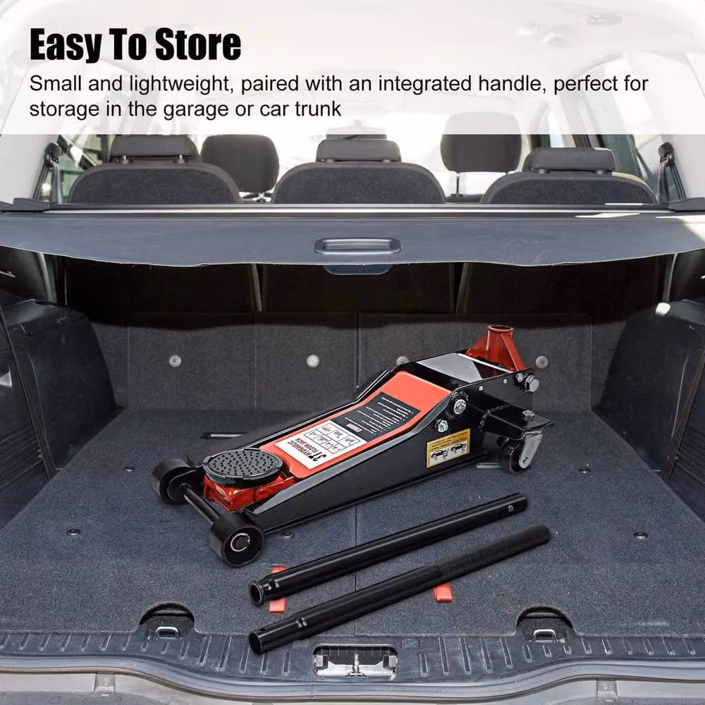 NESTLUNE 3 Ton Compact Hydraulic Steel Trolley Jack in Black, W/D/H: 100 x 40 x 26.25 cm – 4