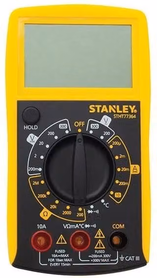 Stanley AC/DC Digital Multimeter in Yellow and Multicolour – 1