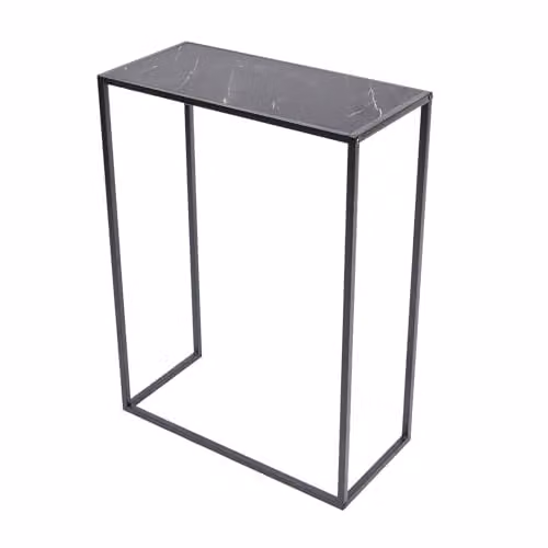 OHS Black Marble Look Console Table with Metal Frame, W: 76 cm, D: 56 cm, H: 26 cm