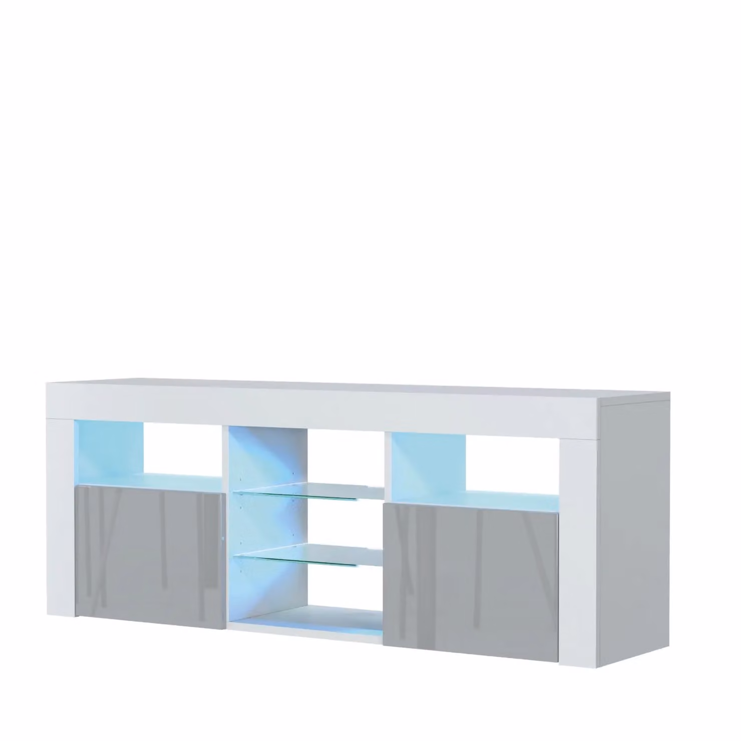 Creative Furniture Pulse TV Unit in Grey and White with Glossy Doors, W: 145 cm, H: 53 cm, D: 35 cm – 2