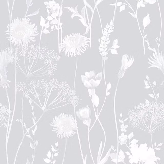 Catherine Lansfield Meadowsweet Floral Botanical Wallpaper in Grey